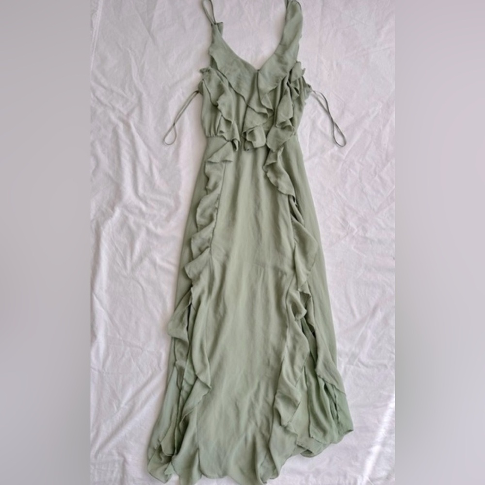 ZARA LONG RUFFLED DRESS - Picture 7 of 8